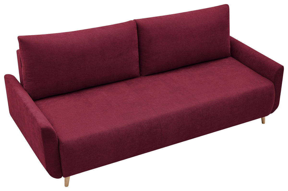 SCHLAFSOFA DUO Mikrofaser Bordeaux  inkl. Rückenkissen, Bettkasten, Schlaffunktion, Rücken echt  - Bordeaux/Naturfarben, Design, Textil (218/90/110cm) - P & B