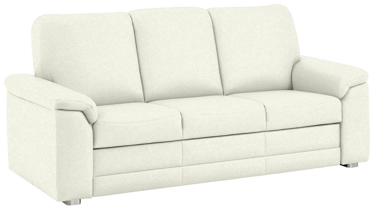 3-SITZER-SOFA Chenille Creme  - Creme/Alufarben, Konventionell, Textil/Metall (208/96/89cm) - Beldomo Comfort
