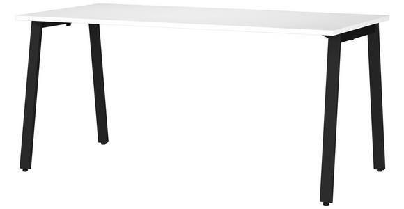 SCHREIBTISCH 160/80/75 cm  in Schwarz, Weiß  - Schwarz/Weiß, MODERN, Holzwerkstoff/Metall (160/80/75cm) - Novel