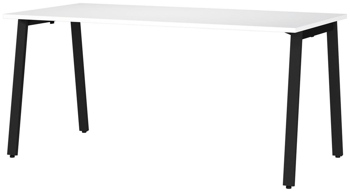 SCHREIBTISCH 160/80/75 cm  in Schwarz, Weiß  - Schwarz/Weiß, MODERN, Holzwerkstoff/Metall (160/80/75cm) - Novel