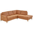 ECKSOFA in Flachgewebe Braun  - Wildeiche/Braun, Natur, Holz/Textil (255/226cm) - Voleo