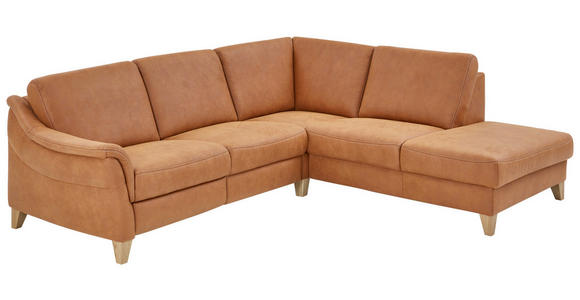 ECKSOFA in Flachgewebe Braun  - Wildeiche/Braun, Natur, Holz/Textil (255/226cm) - Voleo