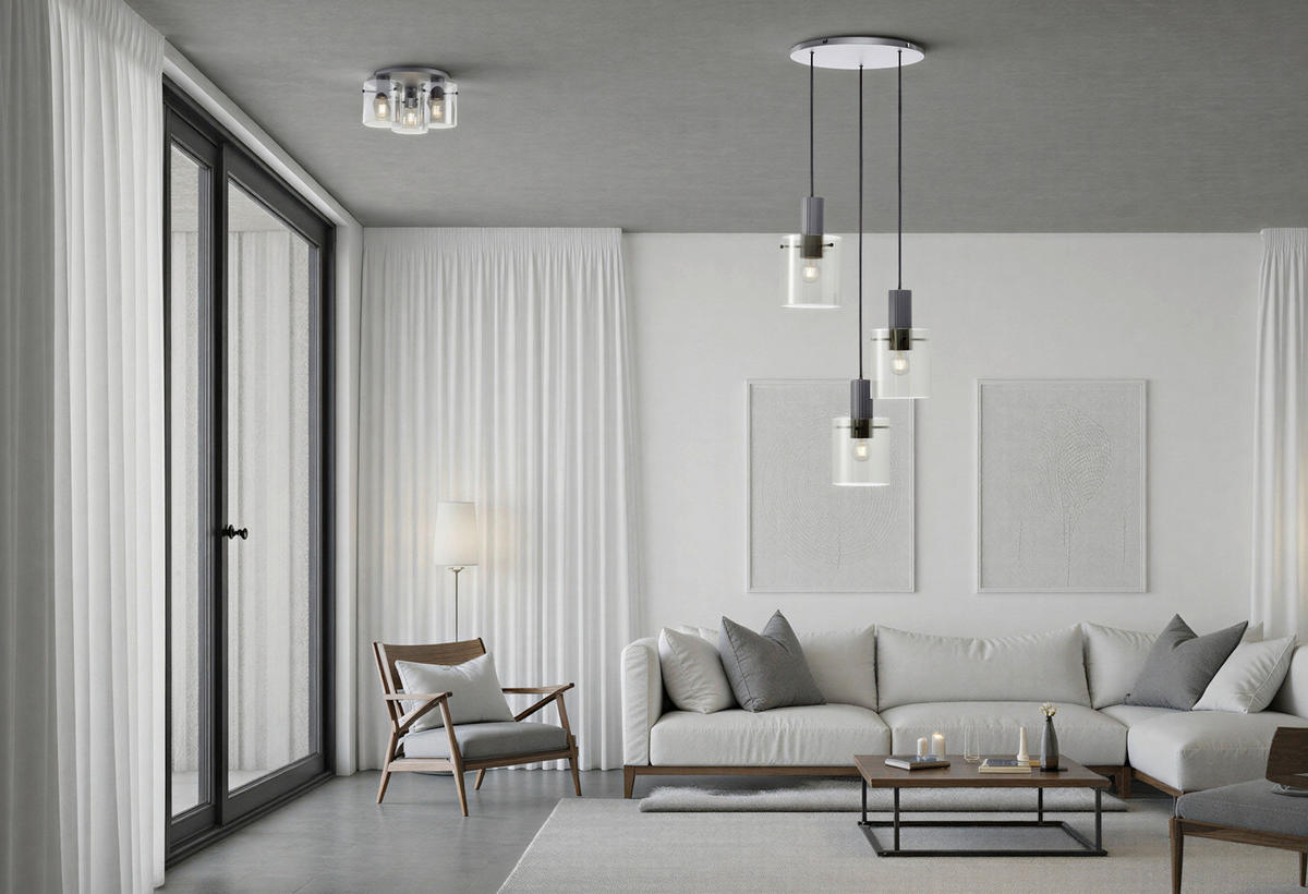 PENDELLEUCHTE 98/150/18 cm   - Anthrazit, Trend, Glas/Metall (98/150/18cm) - Brilliant