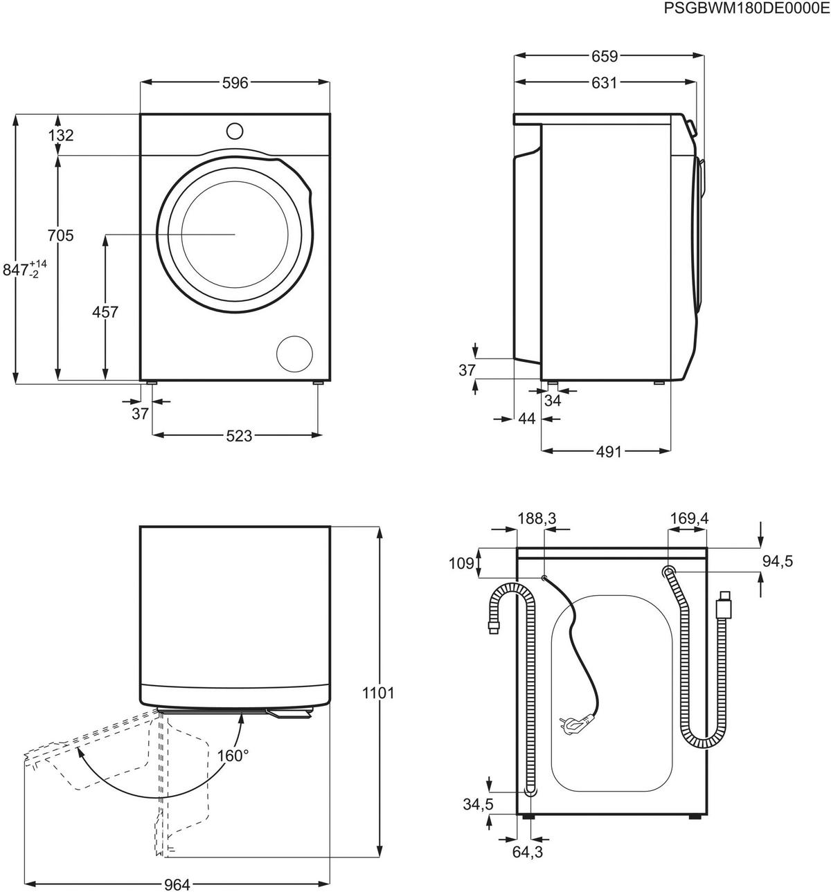 WASCHMASCHINE ZWF9460BA  - Weiß, Basics, Metall (59,7/54,7/65,8cm) - Zanussi