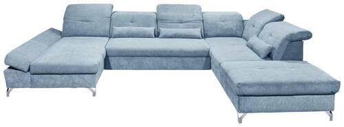 WOHNLANDSCHAFT in Mikrovelours Blau  - Blau/Silberfarben, MODERN, Textil/Metall (168/350/245cm) - MID.YOU