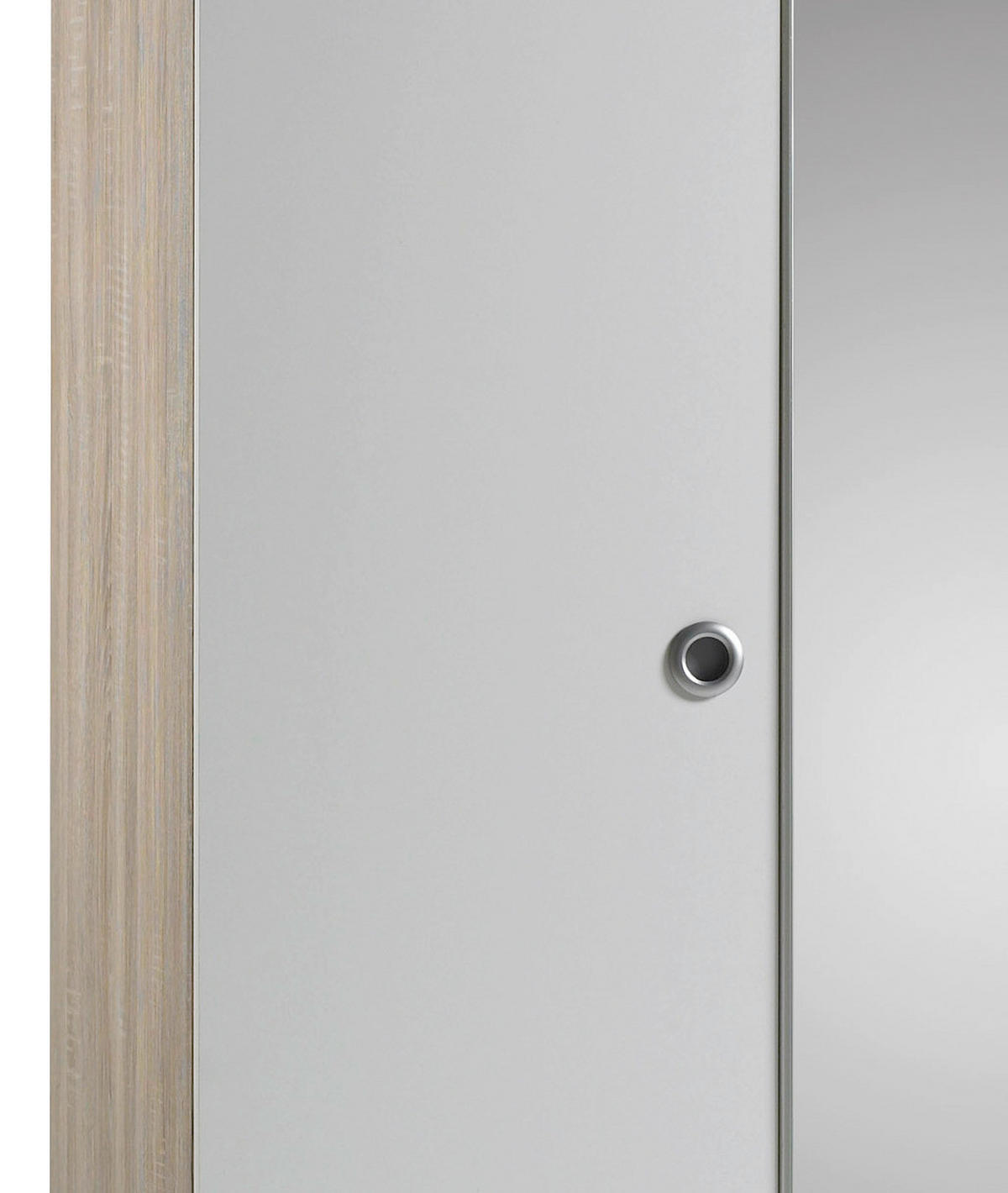 DREHTÜRENSCHRANK 3-türig Weiß, Sonoma Eiche  - Alufarben/Weiß, KONVENTIONELL, Glas/Holzwerkstoff (115/190/52cm) - MID.YOU