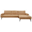 ECKSOFA  in Echtleder Honig  310/180 cm  - Schwarz/Honig, Design, Leder/Metall (310/180cm) - Dieter Knoll