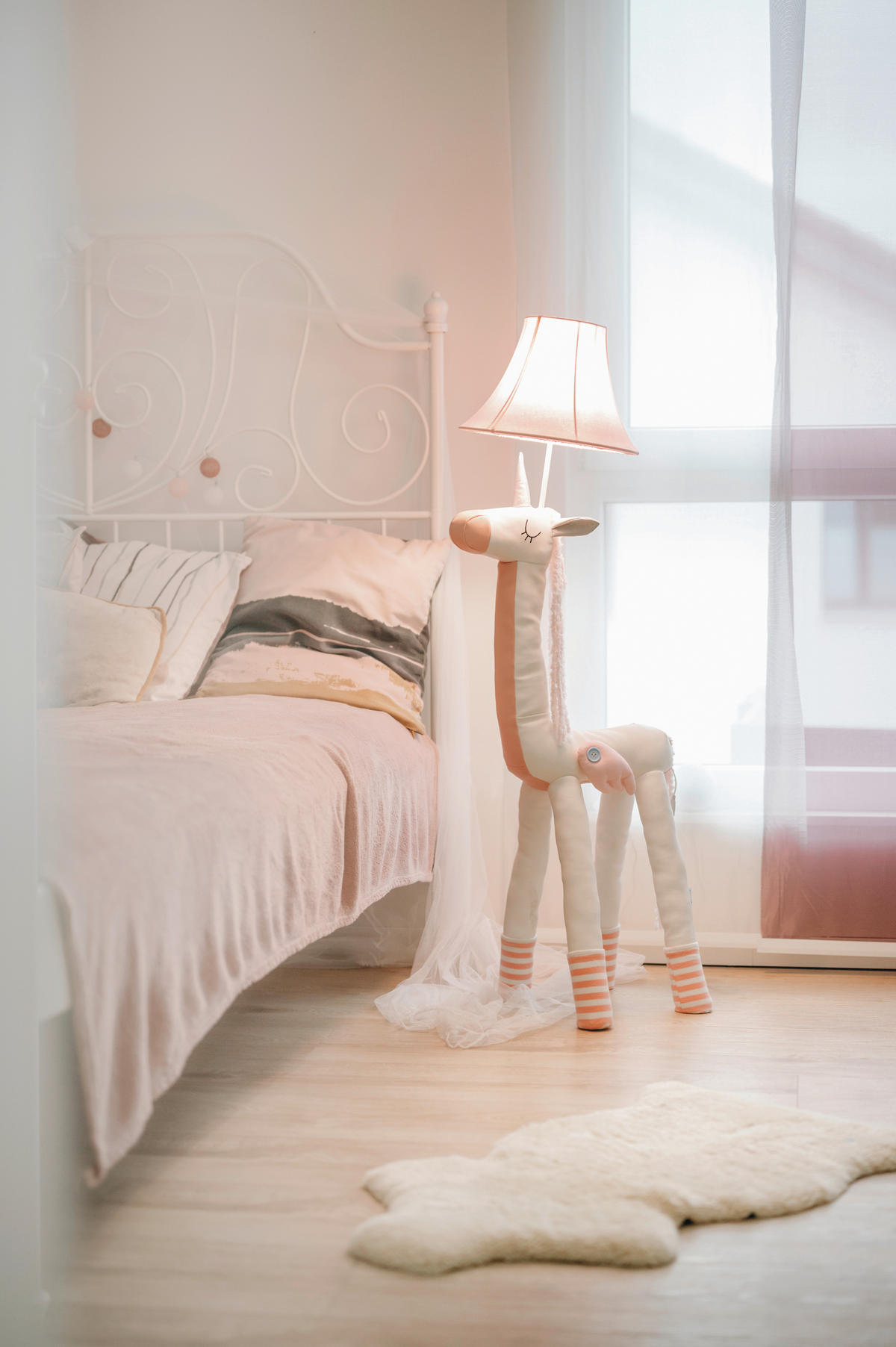 LED-STEHLEUCHTE Bonita das Einhorn 35/47/120 cm   - Rosa/Weiß, LIFESTYLE, Textil/Metall (35/47/120cm) - Happy Lamps