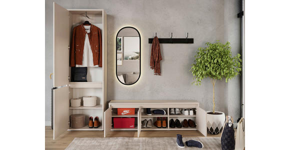 GARDEROBENSCHRANK Liv  in 60/195/33,8 cm  - Kaschmir/Schwarz, KONVENTIONELL, Holzwerkstoff (60/195/33,8cm) - Xora