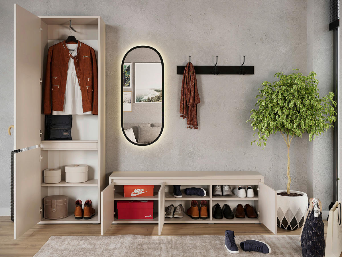 GARDEROBENBANK Liv  in 145,1/50,1/33,8 cm  - Kaschmir/Schwarz, KONVENTIONELL (145,1/50,1/33,8cm) - Xora