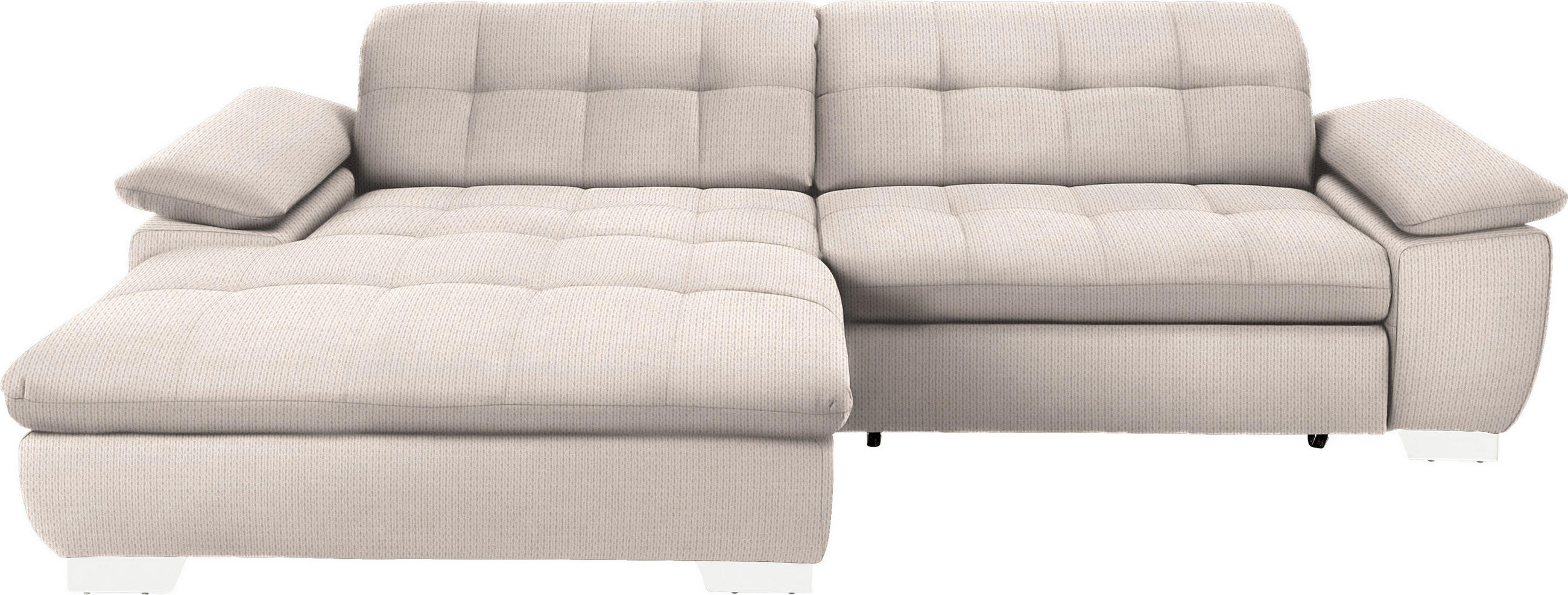 ECKSOFA  in Mikrofaser Ecru  180/265 cm  - Chromfarben/Ecru, Design, Textil/Metall (180/265cm) - Carryhome