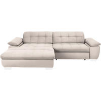 ECKSOFA in Mikrofaser Ecru  180/265 cm  - Chromfarben/Ecru, Design, Textil/Metall (180/265cm) - Carryhome