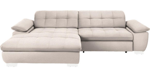 ECKSOFA in Mikrofaser Ecru 180/265 cm - Chromfarben/Ecru, Design, Textil/Metall (180/265cm) - Carryhome