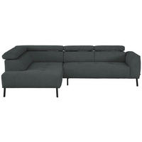 ECKSOFA in Chenille Grau  205/280 cm  - Schwarz/Grau, Design, Textil/Metall (205/280cm) - Xora