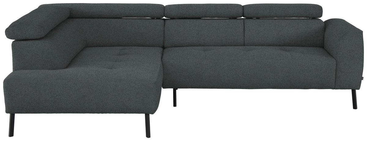 ECKSOFA in Chenille Grau  205/280 cm  - Schwarz/Grau, Design, Textil/Metall (205/280cm) - Xora