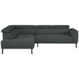 ECKSOFA in Chenille Grau  205/280 cm  - Schwarz/Grau, Design, Textil/Metall (205/280cm) - Xora