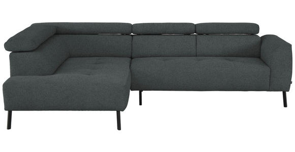 ECKSOFA in Chenille Grau  205/280 cm  - Schwarz/Grau, Design, Textil/Metall (205/280cm) - Xora