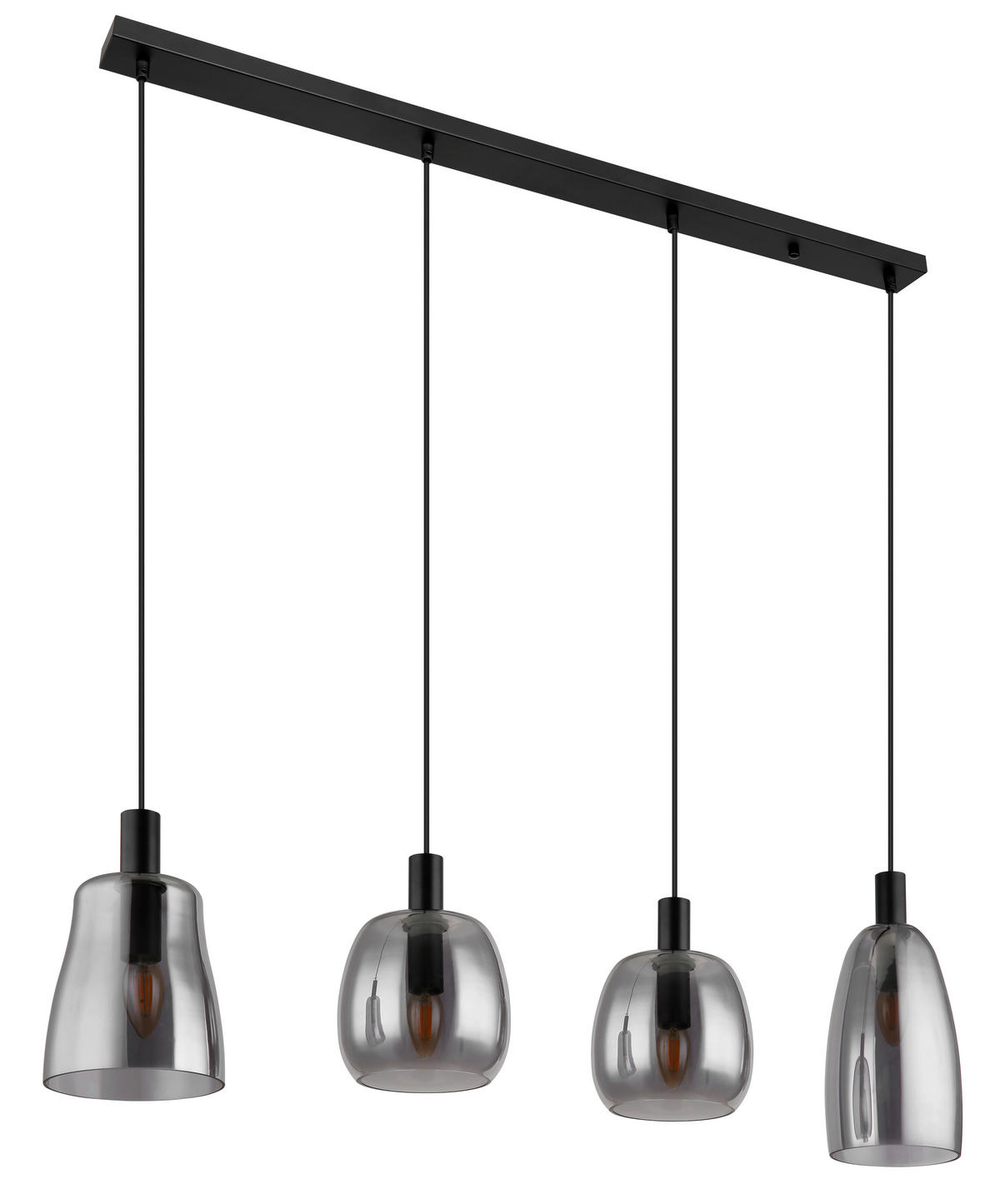 HÄNGELEUCHTE 107/16/120 cm    - Schwarz, Design, Glas/Metall (107/16/120cm) - Globo