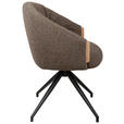 ARMLEHNSTUHL  Sitzfläche 360° drehbar, automatische Rückholfunktion Leinenoptik  - Schwarz/Braun, Design, Holz/Textil (61/84/62cm) - Valnatura