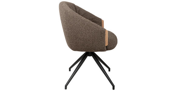 ARMLEHNSTUHL  Sitzfläche 360° drehbar, automatische Rückholfunktion Leinenoptik  - Schwarz/Braun, Design, Holz/Textil (61/84/62cm) - Valnatura