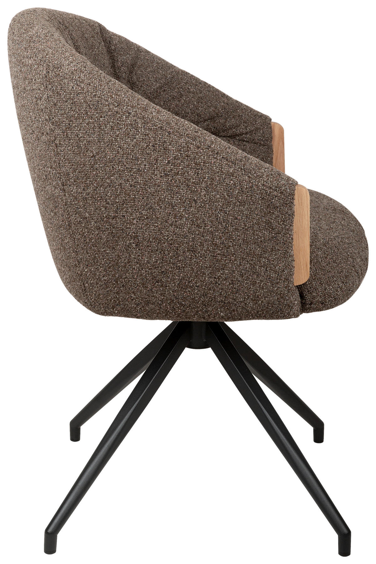 ARMLEHNSTUHL  Sitzfläche 360° drehbar, automatische Rückholfunktion Leinenoptik  - Schwarz/Braun, Design, Holz/Textil (61/84/62cm) - Valnatura