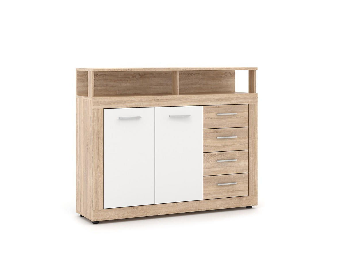 KOMMODE  in 119,5/96,8/32 cm  - Silberfarben/Schwarz, Design, Holzwerkstoff/Kunststoff (119,5/96,8/32cm) - MID.YOU