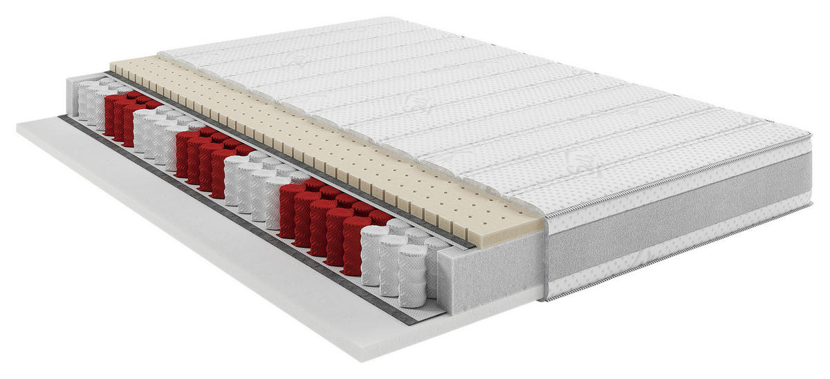 TASCHENFEDERKERNMATRATZE Deep H3/H4, 140/200 cm, Höhe ca.: 20 cm, H3 + H4 = fest + sehr fest, 7-Zonen - Weiß, Basics, Textil (140/200cm) - Livetastic