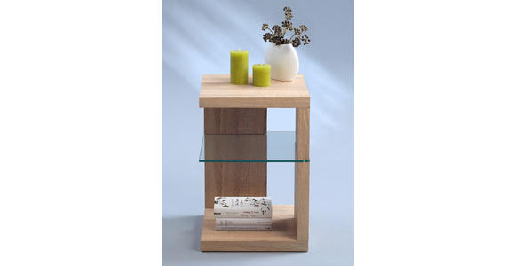 BEISTELLTISCH quadratisch Sonoma Eiche  - Sonoma Eiche, Basics, Glas/Holzwerkstoff (40/40/60cm) - Xora