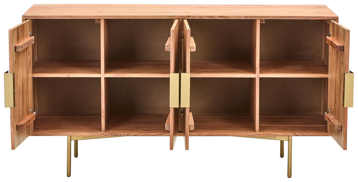 SIDEBOARD  in 145/45/76 cm  - Messingfarben/Naturfarben, Design, Holz/Holzwerkstoff (145/45/76cm) - Livetastic