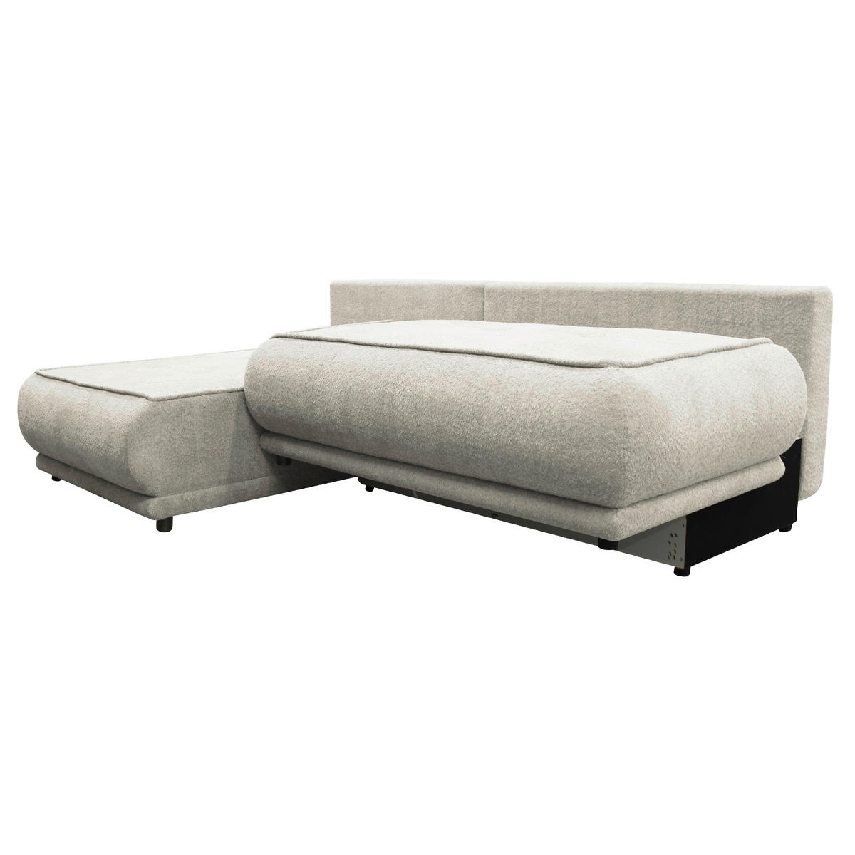ECKSOFA PAROS Creme Bouclé  - Creme/Schwarz, Design, Kunststoff/Textil (179/277cm) - MID.YOU