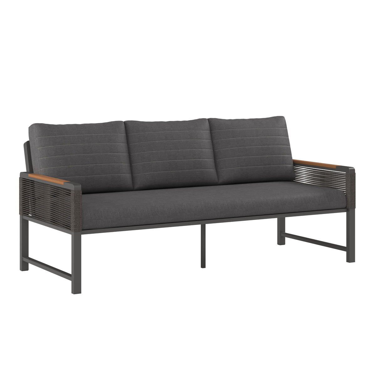 CANAPÉ LOUNGE  - Dunkelgrau/Naturfarben, Modern, Kunststoff/Textil (176/72/73cm) - Ambia Garden