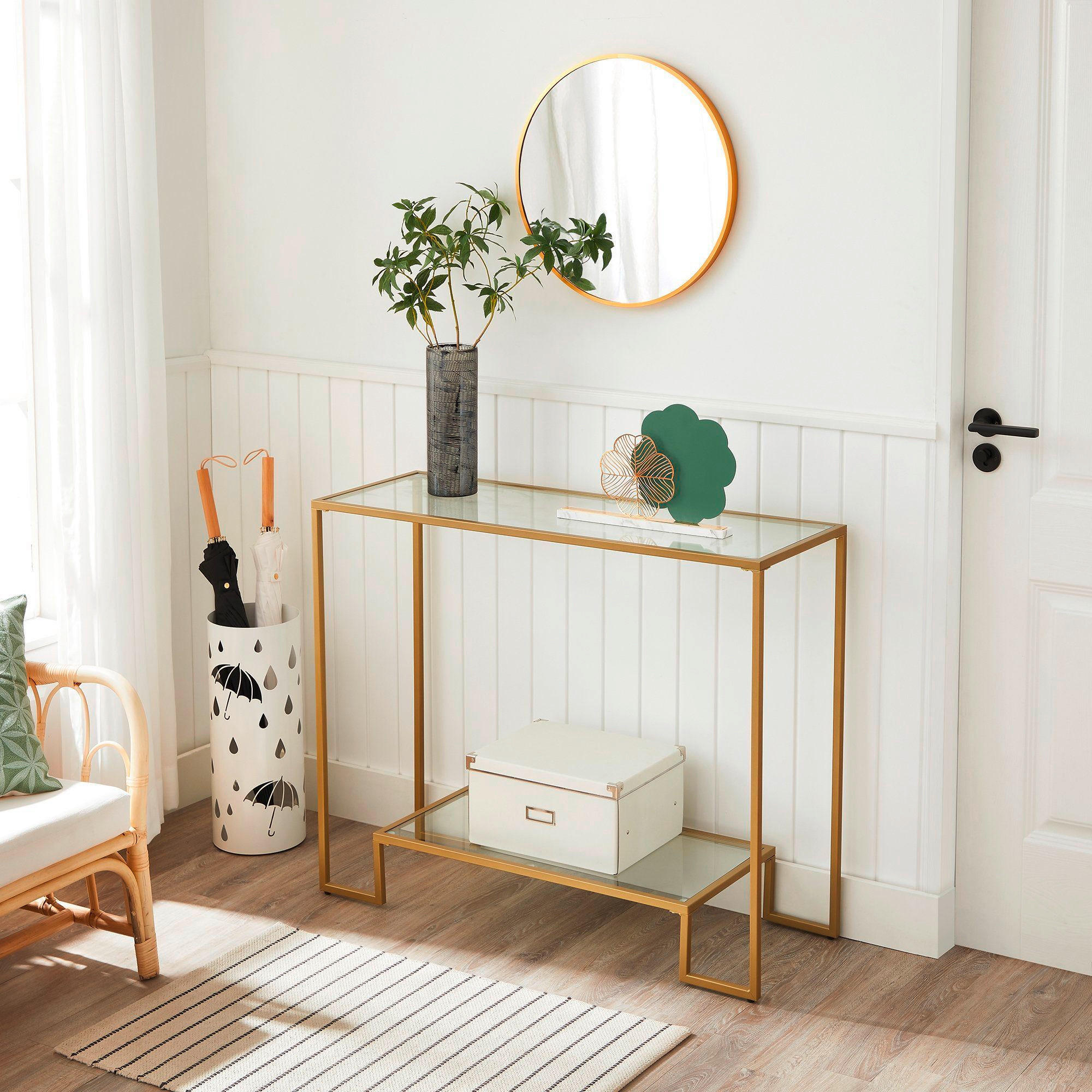 KONSOLENTISCH Goldfarben  - Goldfarben, Trend, Glas/Metall (100/35/80cm) - Boxxx
