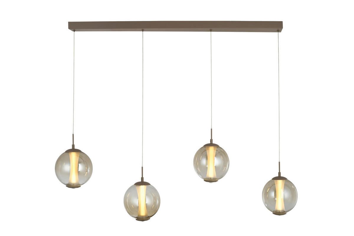 LED-HÄNGELEUCHTE Orleans 120/150/18 cm  - Sandfarben, Design, Glas/Metall (120/150/18cm)