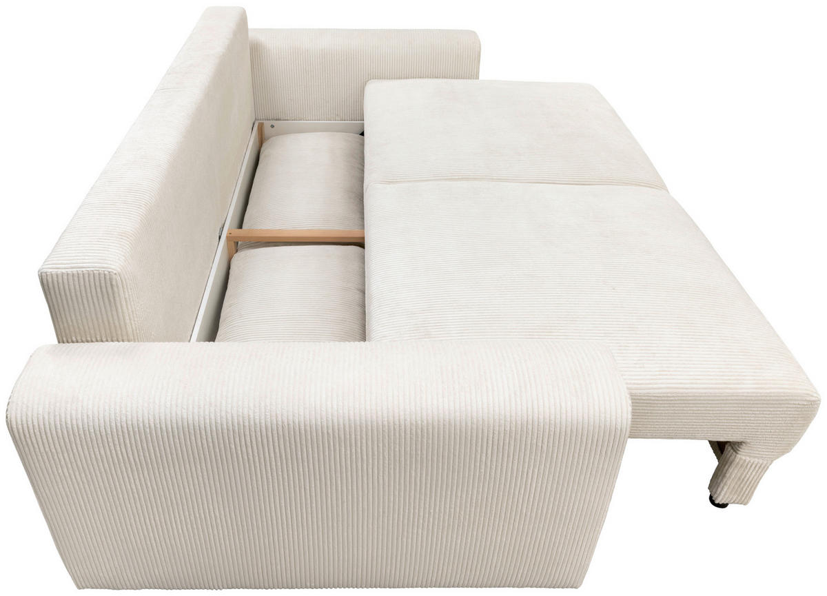 3-SITZER-SOFA MEGA Cord Creme  - Creme/Schwarz, Design, Textil (252cm) - MID.YOU