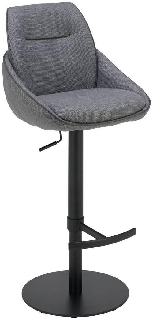 BARHOCKER in Metall, Textil Grau, Schwarz  - Schwarz/Grau, Design, Textil/Metall (49/85.5-110/59cm) - Novel