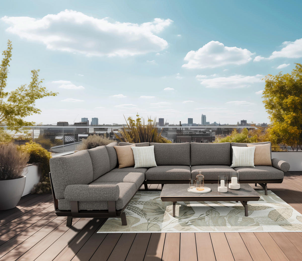 LOUNGE GARNITURA  antracit, tamno siva   - tamno siva/antracit, Design, metal/tekstil (235/305cm) - Dieter Knoll
