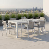 VRTNA MIZA kovina, steklo srebrne barve  - srebrne barve, Konvencionalno, kovina/steklo (140-200/90/75cm) - Gardenson