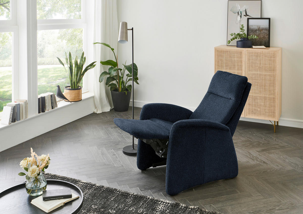 FERNSEHSESSEL in Chenille Blau  - Blau, Konventionell, Textil (79/114/87-176cm) - Valdera