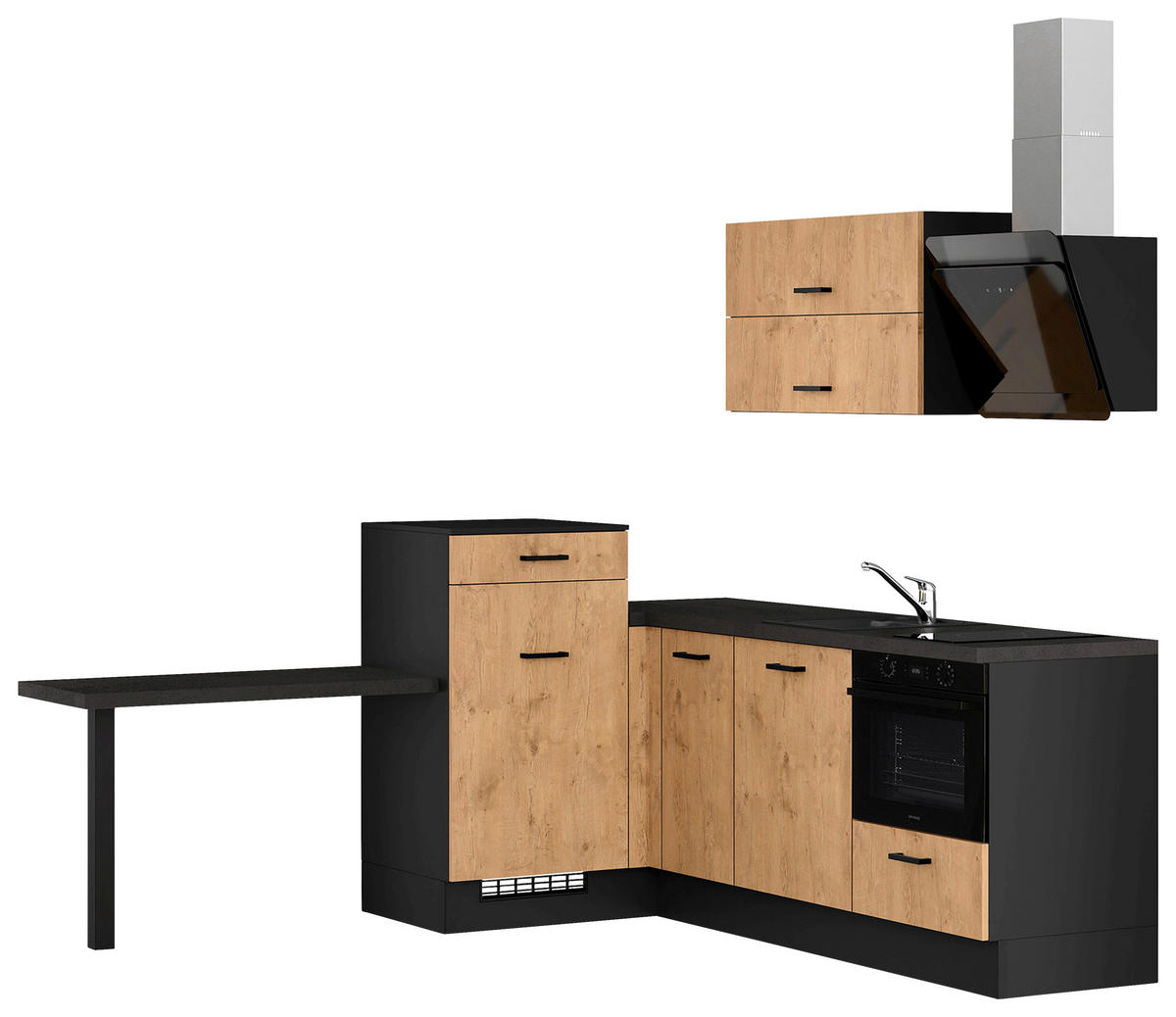 ECKKÜCHE 241/225 cm  in Eichefarben  - Dunkelgrau/Eichefarben, Design, Holzwerkstoff/Metall (241/225cm) - Impuls