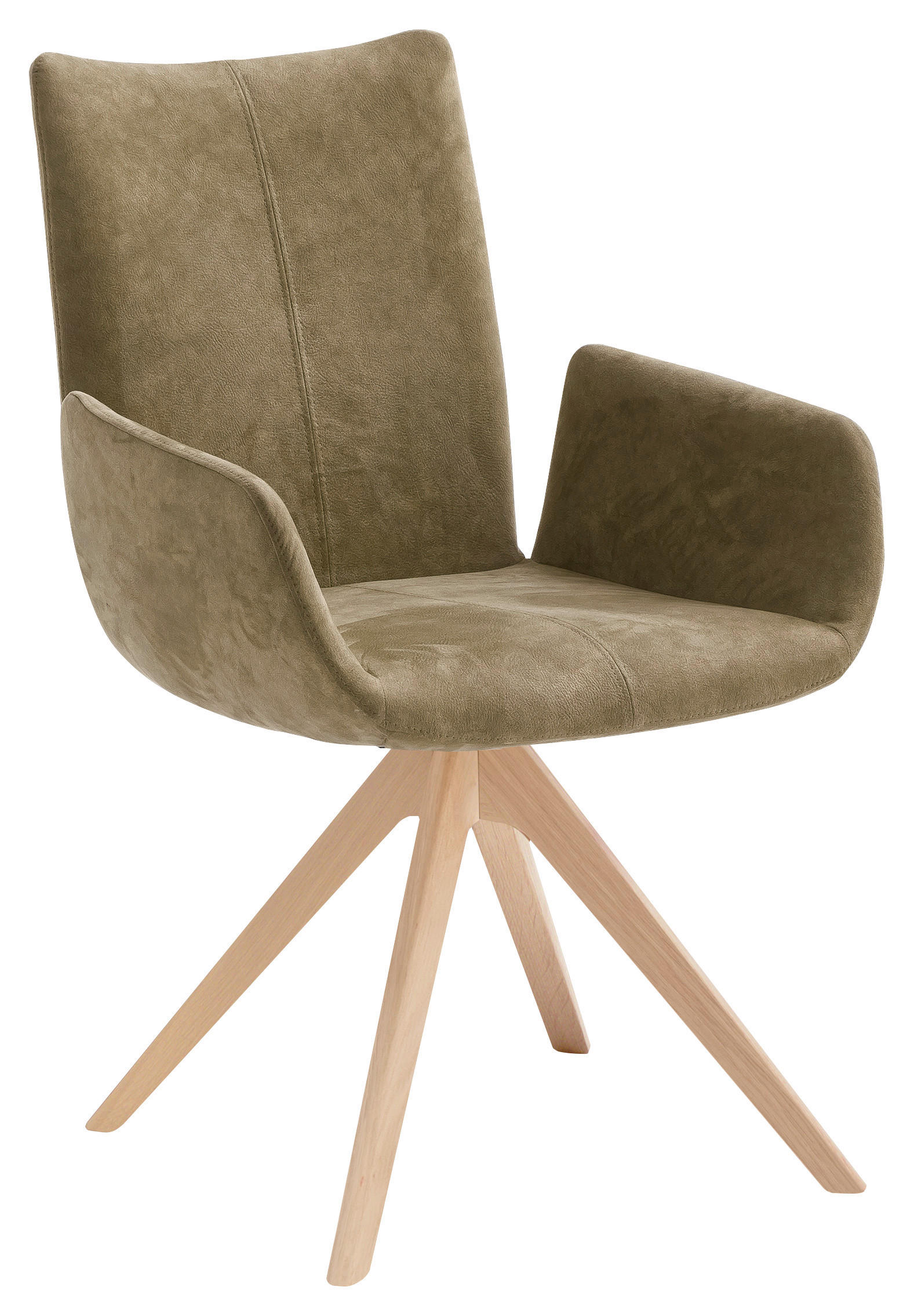 ARMLEHNSTUHL in Mikrofaser - Wildeiche/Grün, Design, Holz/Textil (53/91/66cm) - Venjakob