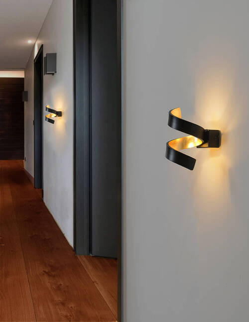 LED-WANDLEUCHTE HELIX   - Goldfarben/Schwarz, Design, Metall (17/10/13cm)
