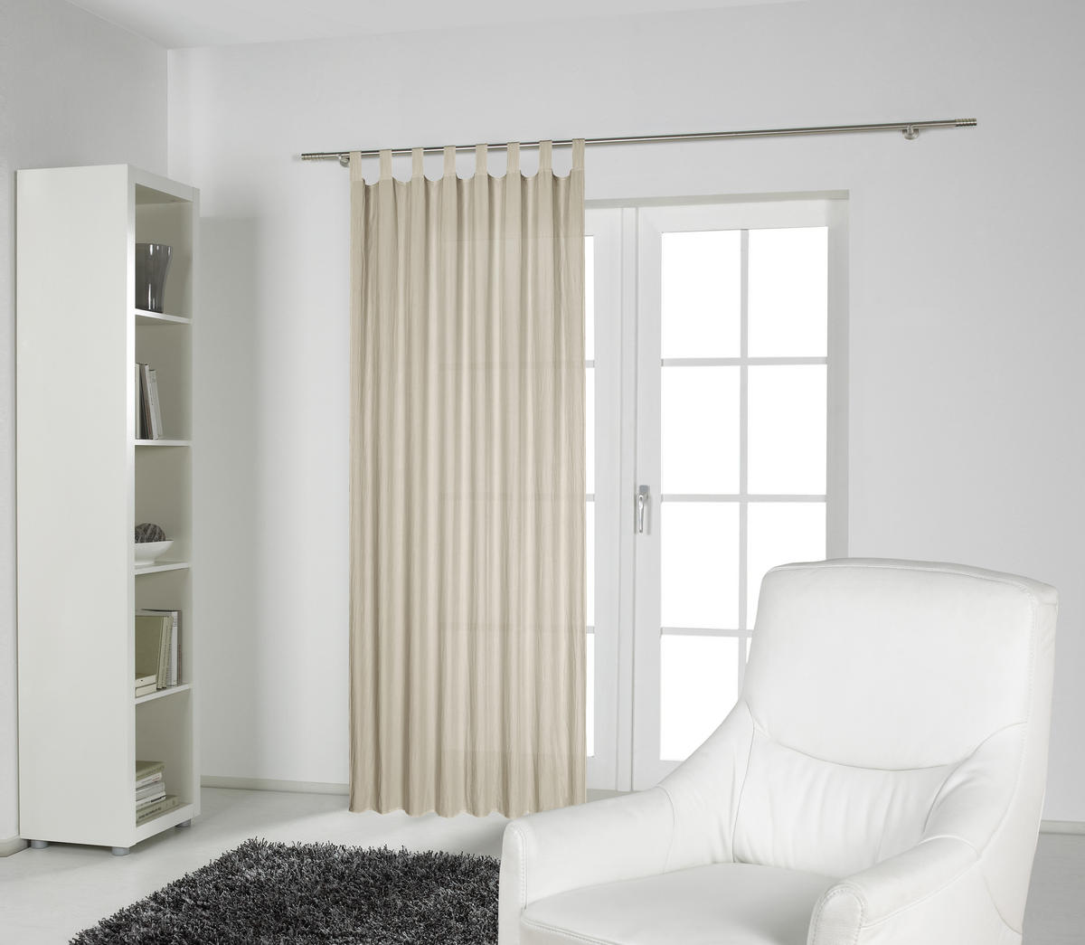 ZAVESA SA PETLJAMA ZA KAČENJE boja peska - boja peska, Osnovno, tekstil (135/245cm) - Boxxx