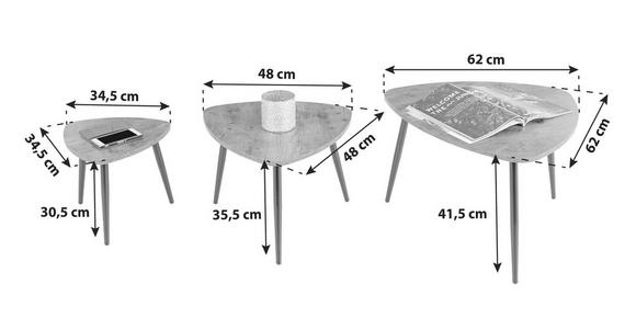 Couchtisch Holz 3er Set Rocky Naturfarben/ Schwarz - Schwarz/Naturfarben, MODERN, Holzwerkstoff/Metall (62/48/34,5/41/35/30cm) - Luca Bessoni