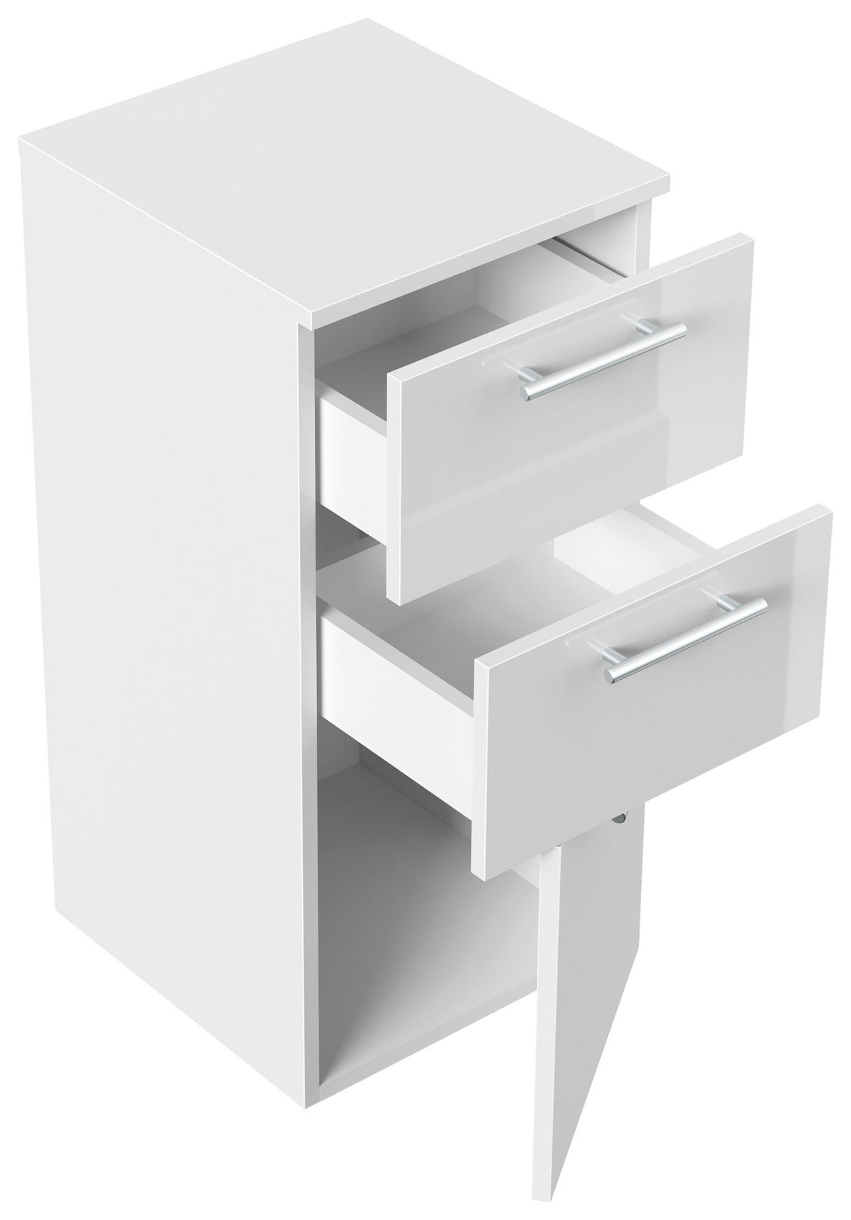MIDISCHRANK 35,2/75/36,8 cm  - Weiß Hochglanz, Basics, Holzwerkstoff/Metall (35,2/75/36,8cm) - MID.YOU