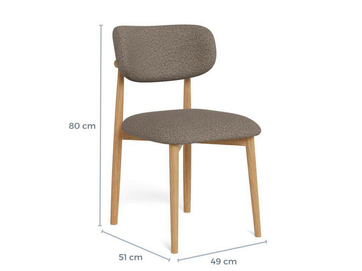 STUHL   Bouclé  Taupe  - Taupe/Eichefarben, KONVENTIONELL, Holz/Textil (45,5/79,5/51,5cm) - MID.YOU