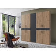 DREHTÜRENSCHRANK in Graphitfarben, Eiche Artisan - Schwarz/Graphitfarben, KONVENTIONELL, Holzwerkstoff/Kunststoff (225/208/58cm) - Carryhome