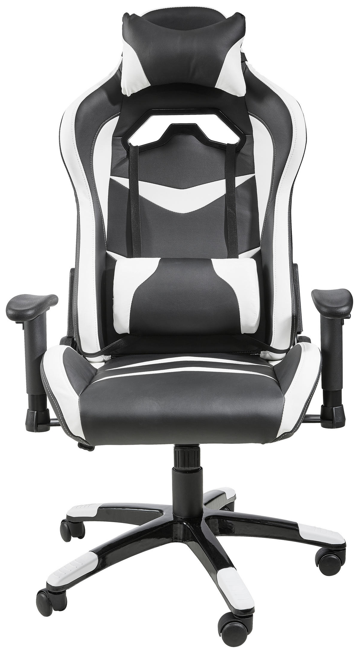 GAMINGSTUHL Schwarz, Weiß Metall, Kunststoff, Textil   - Schwarz/Weiß, Design, Kunststoff/Textil (68/124-134/59cm) - Hom`in