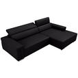 ECKSOFA DUA in Echtleder Schwarz  293/170 cm  - Chromfarben/Schwarz, Design, Leder/Metall (293/170cm) - Novel