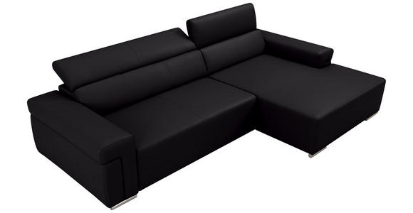 ECKSOFA DUA in Echtleder Schwarz  293/170 cm  - Chromfarben/Schwarz, Design, Leder/Metall (293/170cm) - Novel