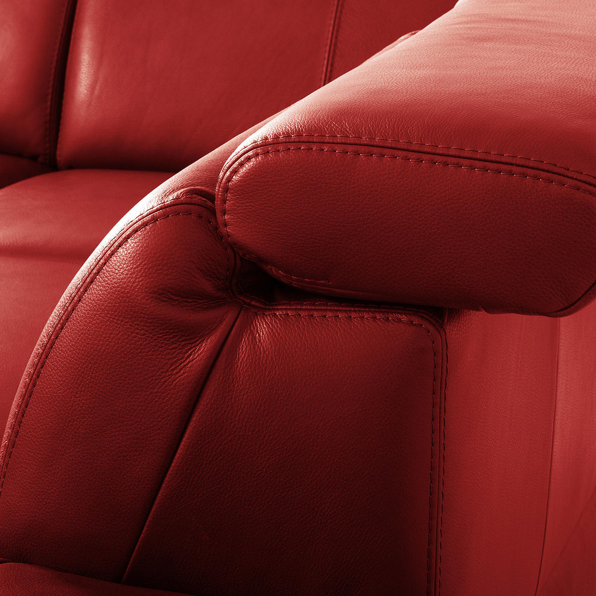 ECKSOFA  in Lederlook Echtleder Rot  - Rot/Schwarz, Design, Leder/Textil (264/211cm) - Livetastic